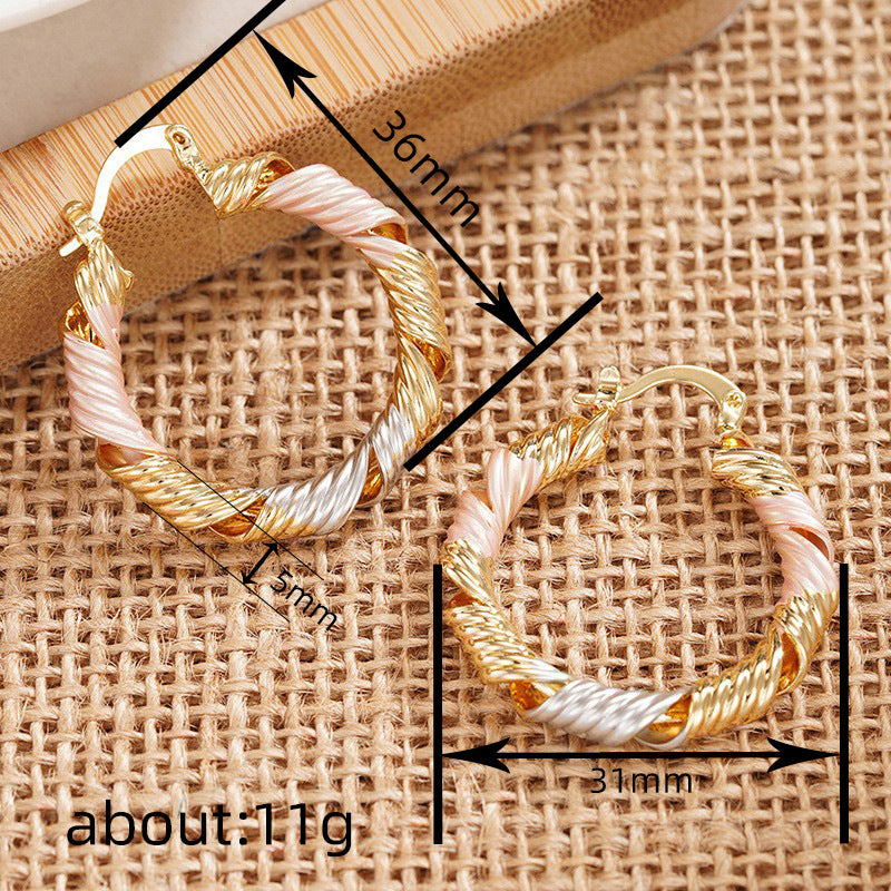Korean-style Gentle Spiral Hollow Three-color Earrings For Women