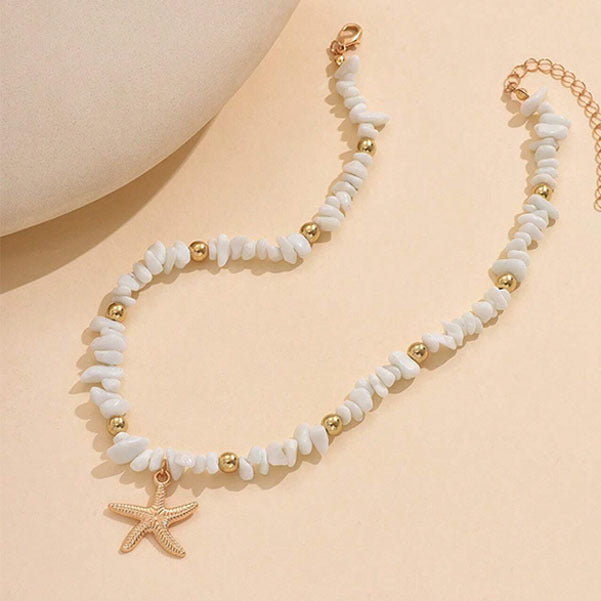 Irregular Pebble Clavicle Necklace With A Starfish Design